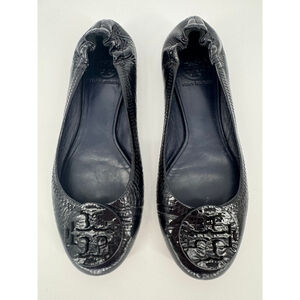 Tory Burch Black Patent Leather Reva Ballet Flats Size 7